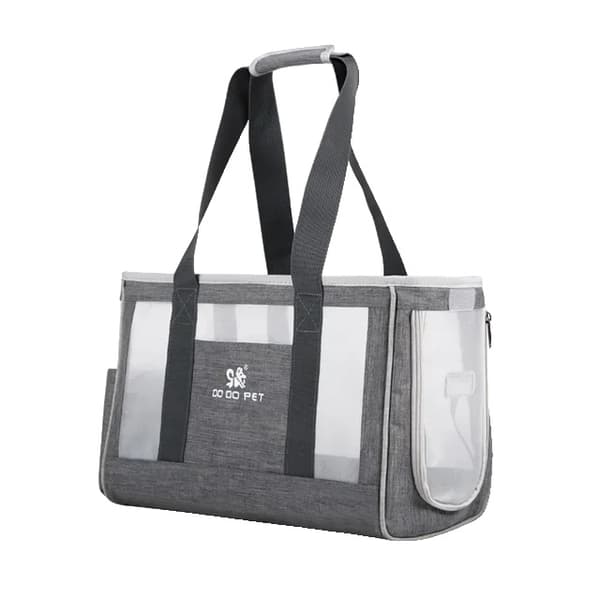 Husdjurstransportväska, Andningsbar Design, Stor Kapacitet,Grå, 39x17x27cm