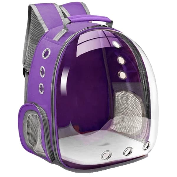 Pet Carrier Rygsæk, Åndbar Design, Gennemsigtig Dækning,Lilla