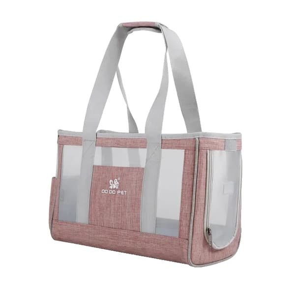Husdjurstransportväska, Andningsbar Design, Stor Kapacitet,Röd, 39x17x27cm