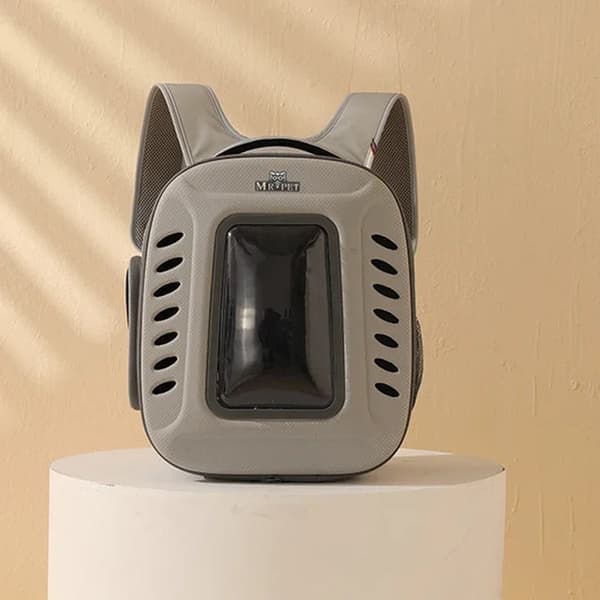Kattbärarryggsäck, Andningsbar Design, Ergonomisk Rygg,Grå och Grå