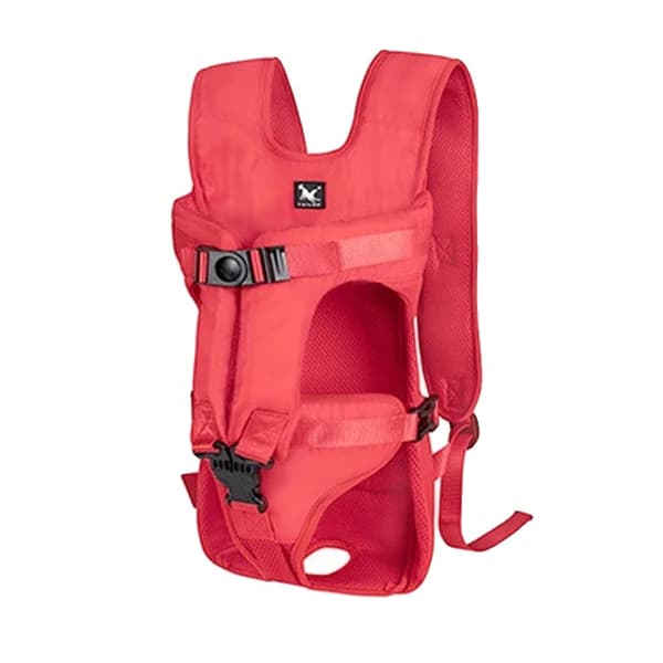 Pet Backpack Carrier, Andningsbar Design, Lätt att Använda,Röd, M
