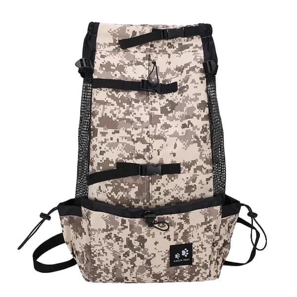 Hunderygsæk, Åndbar, Letvægts,XL-dragt 15-28kg, Gylden Camouflage
