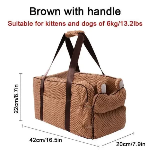 Pet Bed Mats, Värme, Bärbar Design,42x20x22cm, brun med handtag