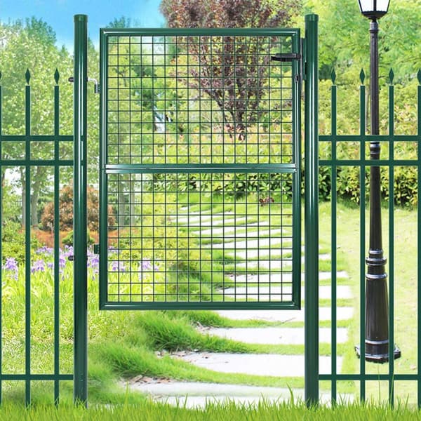 Garden Gate - Steel Gate med lås, doorknob og nøgle - 106 x 125 cm - Grøn