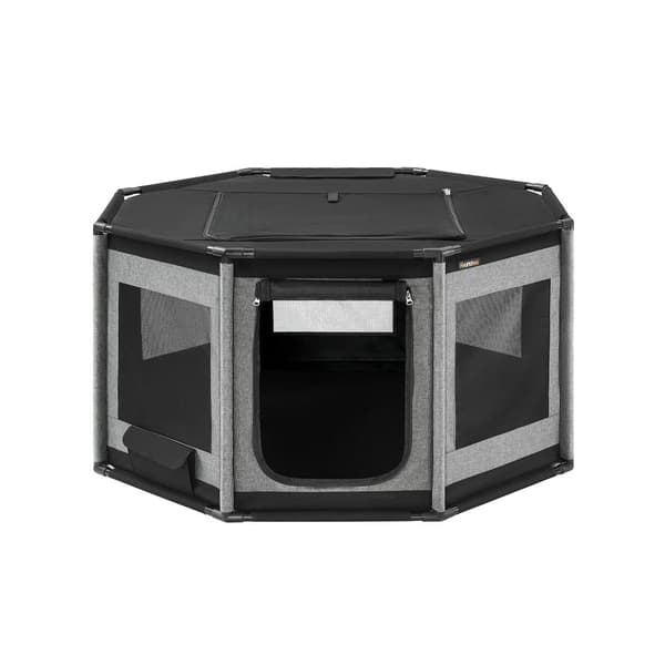 Hvalp-112 x 112 x 62 cm-med side lomme-leigrijs blæk sort