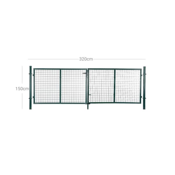 Garden Door - Double Gate - inklusive lås og 3 taster - 100 x 320 cm - Grøn