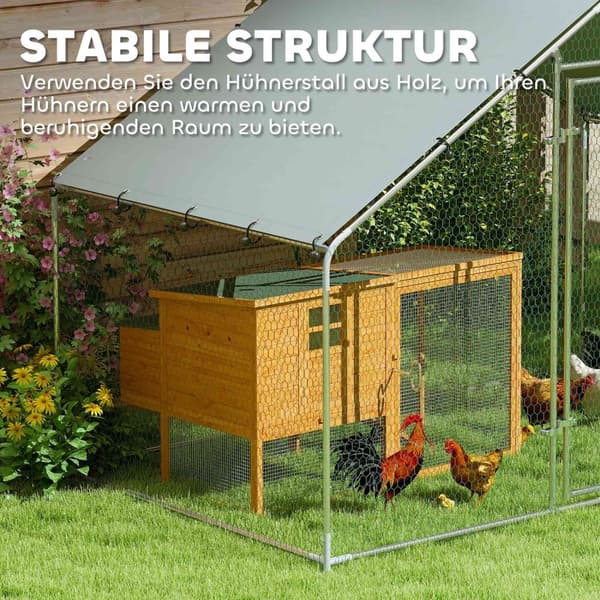 Rootz Chicken Run - siipikarjan kynä - Linnujen kotelo - turvallinen ja kestävä - 3M x 1,7m x 1,9 metriä