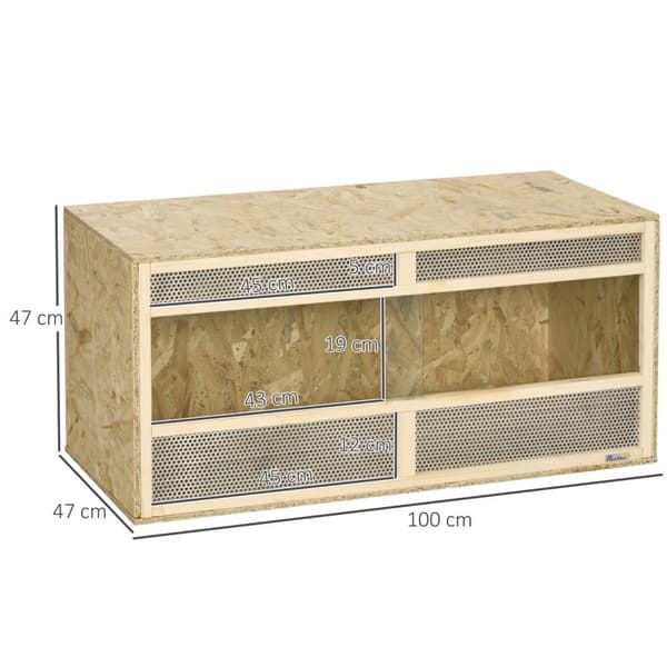 Rootz Terrarium til krybdyr - Habitat - Indkapsling - Termisk isolering - 100 x 47 x 47 cm OSB Wood and Glass Door