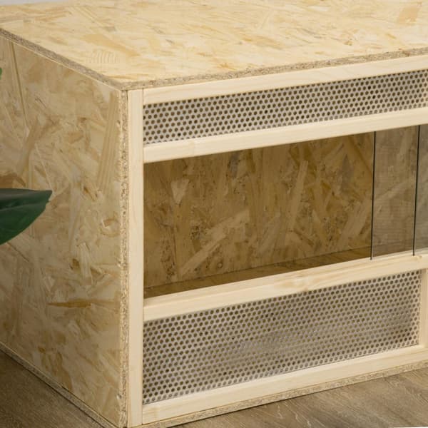 Rootz Terrarium til krybdyr - Habitat - Indkapsling - Termisk isolering - 100 x 47 x 47 cm OSB Wood and Glass Door