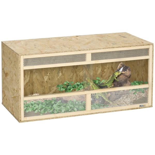 Rootz Terrarium til krybdyr - Habitat - Indkapsling - Termisk isolering - 100 x 47 x 47 cm OSB Wood and Glass Door