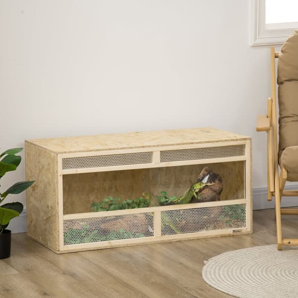 Rootz Terrarium til krybdyr - Habitat - Indkapsling - Termisk isolering - 100 x 47 x 47 cm OSB Wood and Glass Door