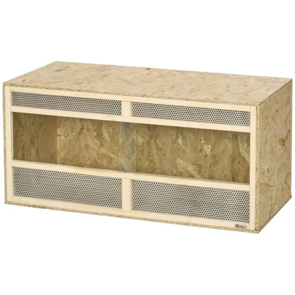 Rootz Terrarium til krybdyr - Habitat - Indkapsling - Termisk isolering - 100 x 47 x 47 cm OSB Wood and Glass Door