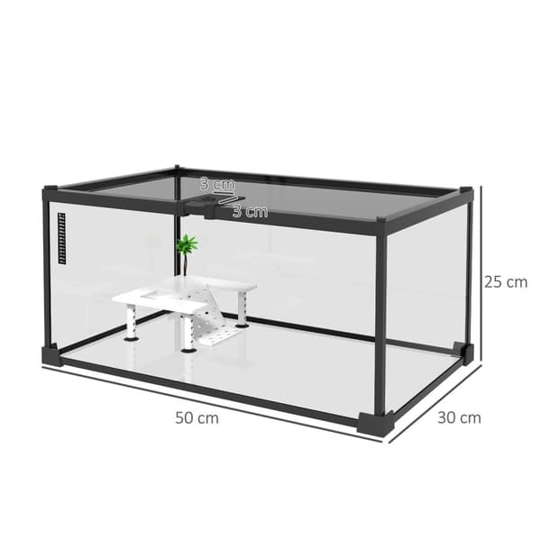 Rootz Reptile Box -avelsbehållare - Terrarium - Hus - enkel observation - 50 cm x 30 cm x 25 cm
