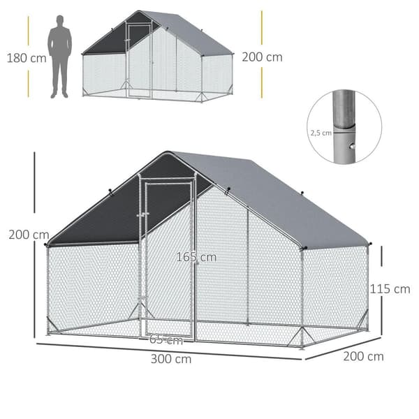 Rootz Outdoor Chicken Coop - Poultry House - Animal Inclosure - Weatherproof Protection - 3M x 2M x 2M