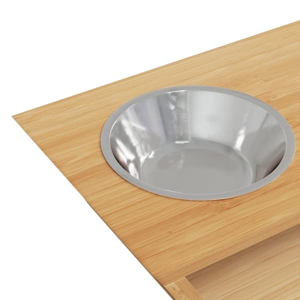vidaXL Opphøyde hundeskåler 35,5x18x10,5 cm bambus