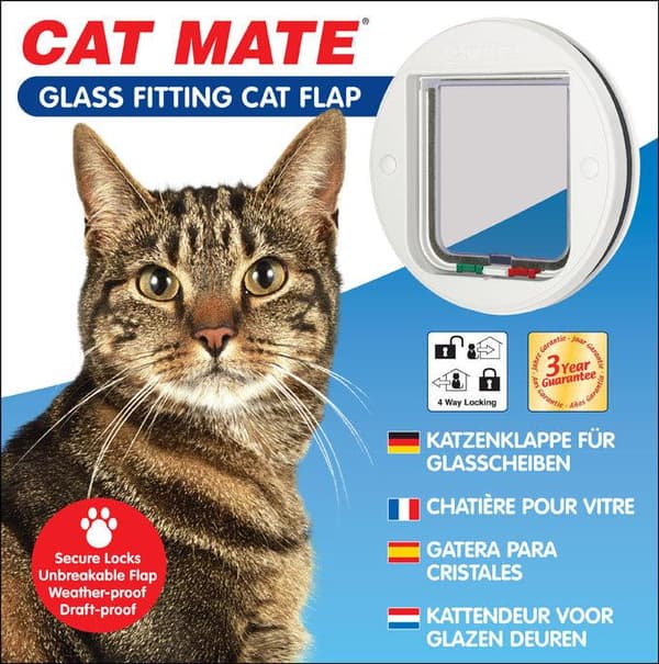 Cat Mate katteklap i glasbeslag – hvid (210W)