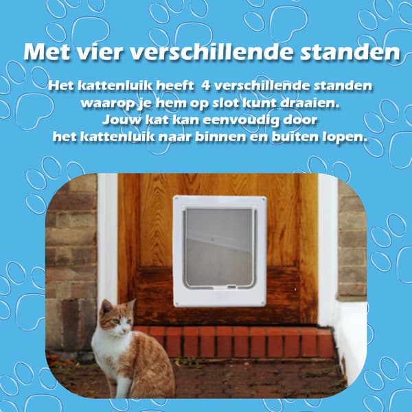 Kattlucka 19x22x5,5 cm - Vit - 4 låslägen