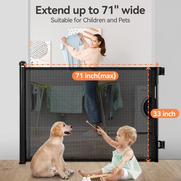 Kid Safety Gate Mesh Sällskapsdjur Hund Säkerhetsbarriär Säker trappstakets skydd Infällbar 0-180 cm, svart