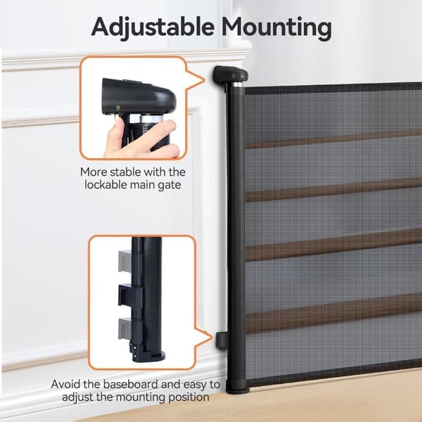 Kid Safety Gate Mesh Sällskapsdjur Hund Säkerhetsbarriär Säker trappstakets skydd Infällbar 0-180 cm, svart