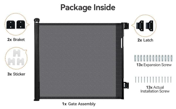 Kid Safety Gate Mesh Sällskapsdjur Hund Säkerhetsbarriär Säker trappstakets skydd Infällbar 0-180 cm, svart