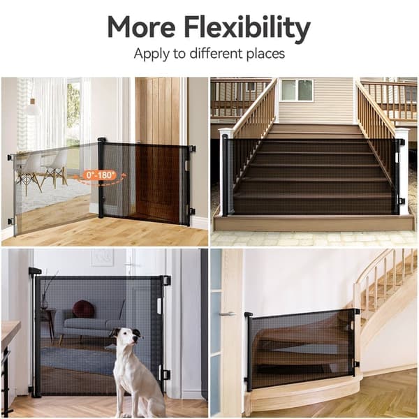 Kid Safety Gate Mesh Sällskapsdjur Hund Säkerhetsbarriär Säker trappstakets skydd Infällbar 0-180 cm, svart