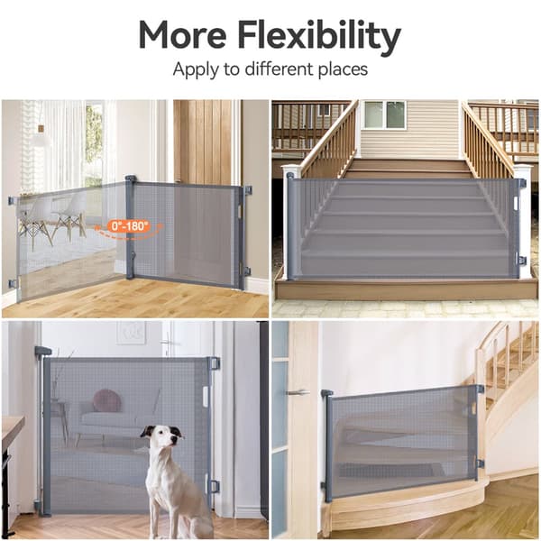 Kid Safety Gate Mesh Sällskapsdjur Hund Säkerhetsbarriär Säker trappstakets skydd Infällbar 0-180 cm, grå