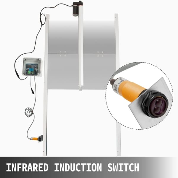 12,6x11,8 tum automatisk hönsgårdsdörröppnare kit med infraröd induktion och tidskontroll, hållbart och lätt att installera