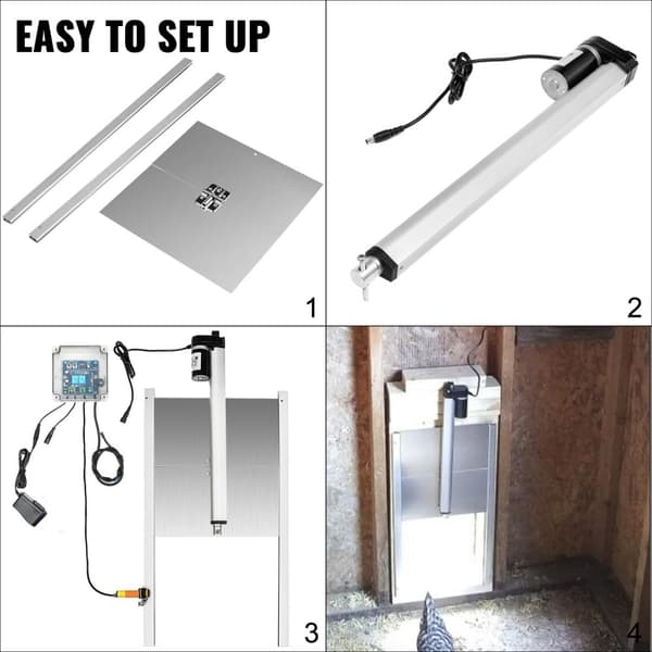 47,5x47,5cm lättmanövrerad automatisk hönshusdörr kit med infraröd induktion och fjärrkontroll, IP44 skydd, plug and play, hållbart