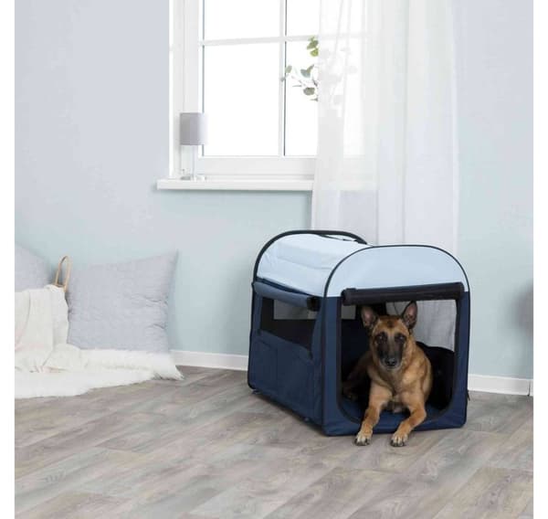 Mobil kennel, M: 55 × 65 × 80 cm, mörkblå/ljusblå