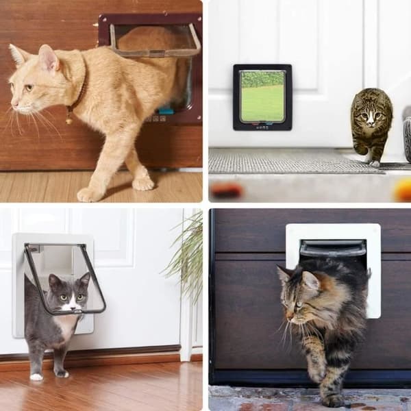 Hautstore kattlucka med 4-vägsmagnet, husdjursdörr för katter och små hundar, kattdörr