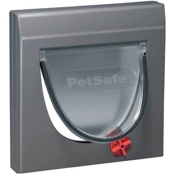 PetSafe - Staywell Classic Cat Flap 4-vägs manuellt lås - Magnetisk stängning, Heavy Duty, med tunnel, Grå