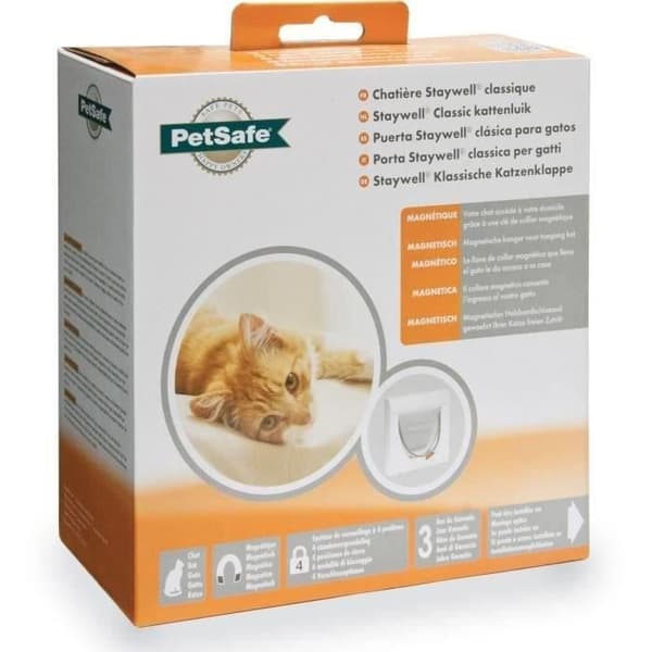 Magnetisk kattdörr - PETSAFE - Classic Staywell - 4 Position - Förlängningstunnel - Vit