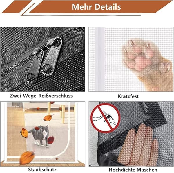 Cat Repellent Lynlås Dørgardin Holdbart Mesh