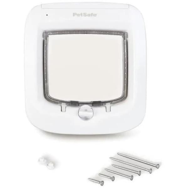 PetSafe- PPA19-16145 Mikrochip kattlucka, batteridriven husdjurslucka, 4-positionslås - 22 x 23,9 cm Enkel installation,
