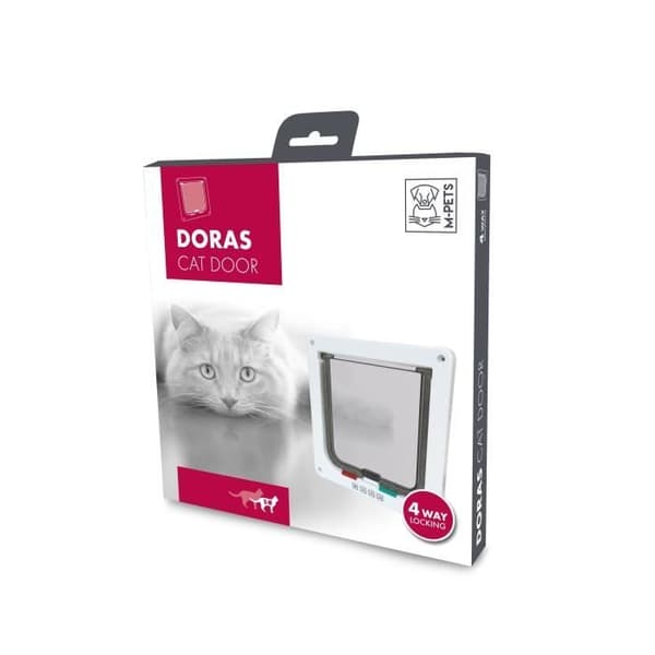 MPETS Chattdörr Doras låsning 2 vägar - För katt - Vit