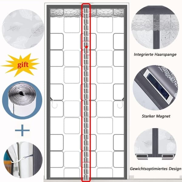 Moorle Magnetisk vindskyddande dörrskärm – självlåsande och genomskinlig, ingen borrning, skyddar mot insekter och kattklösning