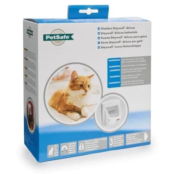 PetSafe 4-vägs magnetisk kattlucka Deluxe 400 vit dörr för hundar, katter 411383