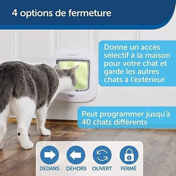 PetSafe 4-vägs magnetisk kattlucka Deluxe 400 vit dörr för hundar, katter 411383
