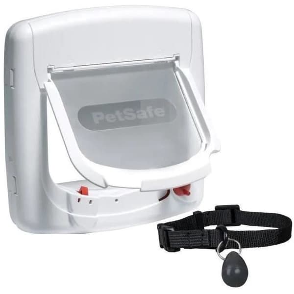 PetSafe 4-vägs magnetisk kattlucka Deluxe 400 vit dörr för hundar, katter 411383