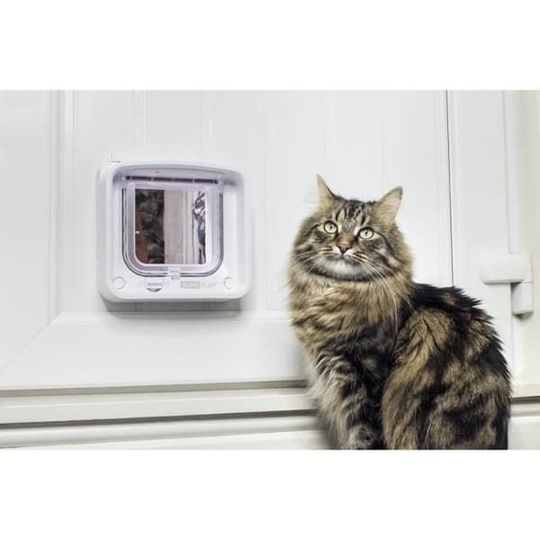 SUREFLAP Smart kattelem med mikrochip - hvid - 142 mm x 120 mm (leveres uden hub)