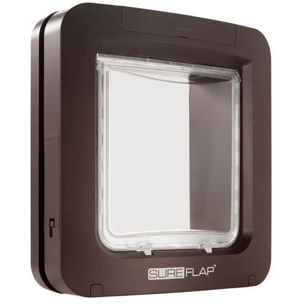 SUREFLAP Suuri mikrosirulla varustettu kissanluukku - Ruskea - 178 mm x 170 mm (Tallentaa jopa 32 mikrosirua)