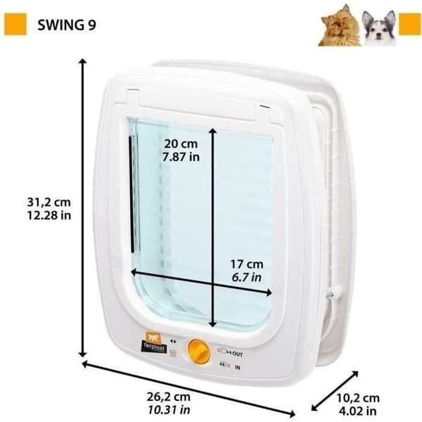 Kattlucka - FERPLAST - Swing 9 - 26,2 x 10,2 x h 31,2 cm - Grå