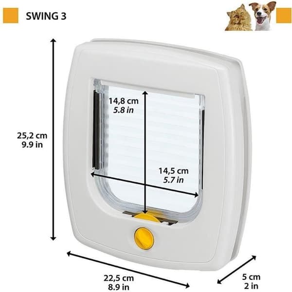 Kissanluukku - FERPLAST - Swing 3 - 21,5 x 5 x 24 cm - Harmaa