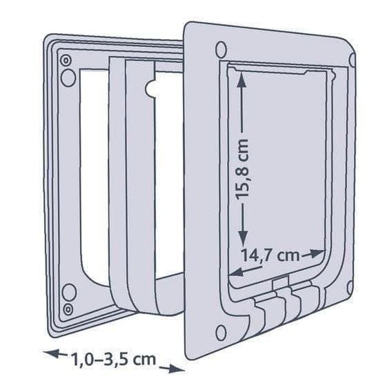 TRIXIE 4-positions elektromagnetisk kattlucka, 8,5" x 9,75", vit