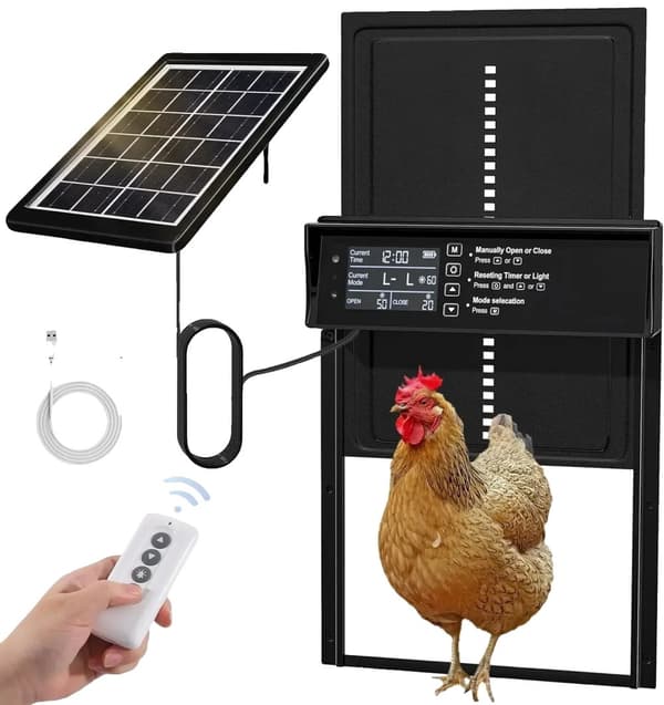 Aurinkokäyttöinen kanalan ovi, automaattinen toiminta, aurinkovoimalla toimiva, USB-lataus,Punainen