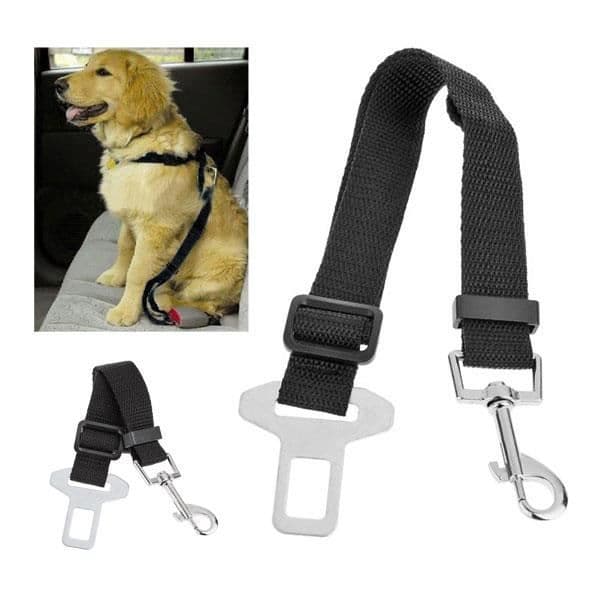 Pet Säkerhetsbälte - Svart - Hund - Justerbar rem - Slitstarka spännen - Nylon