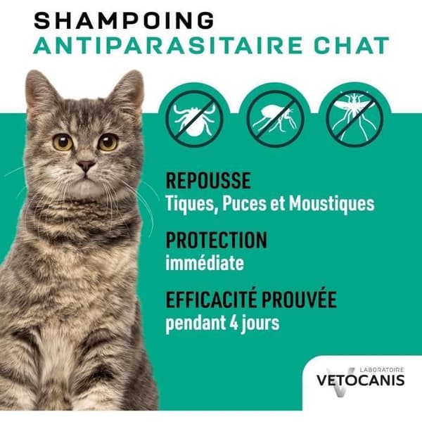 VETOCANIS Lopp- och fästingsschampo - För katt - 300 ml