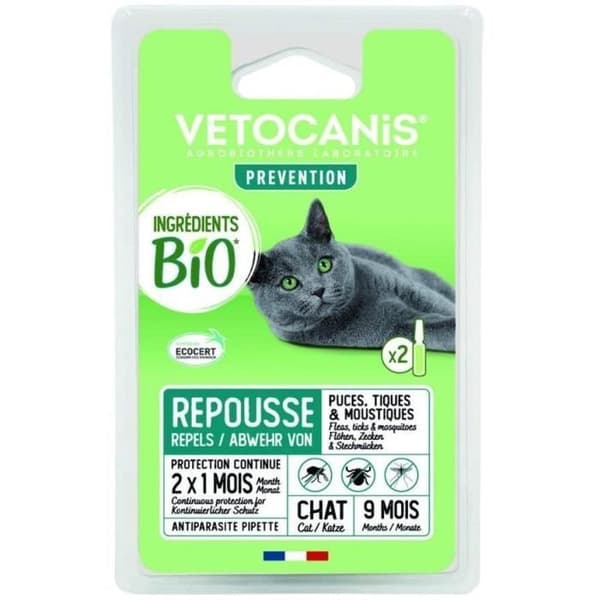 Antiparasitpipetter - VETOCANIS - Økologiske ingredienser til katte