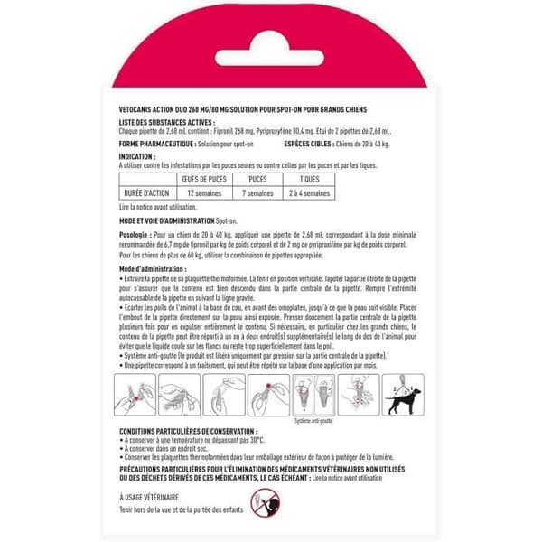 VETOCANIS Pipet Action Duo Spot on - Loppe- og flåtmiddel til store hunde - Sæt med 2 pipetter