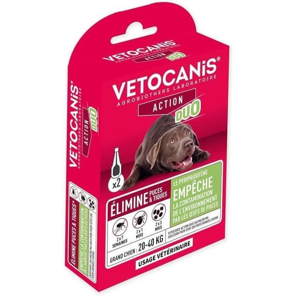 VETOCANIS Pipet Action Duo Spot on - Loppe- og flåtmiddel til store hunde - Sæt med 2 pipetter
